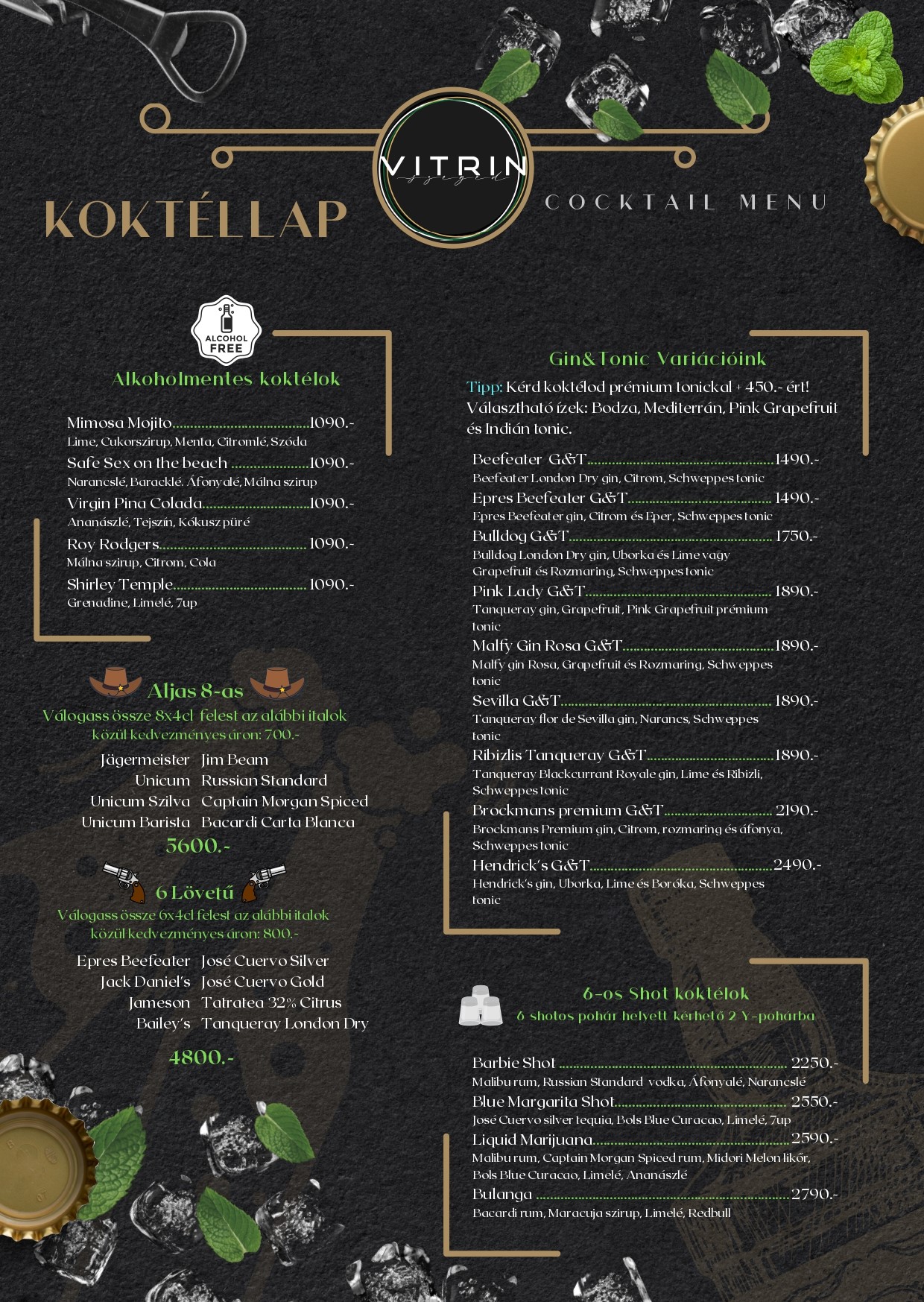 Vitrin Szeged Koktéllap