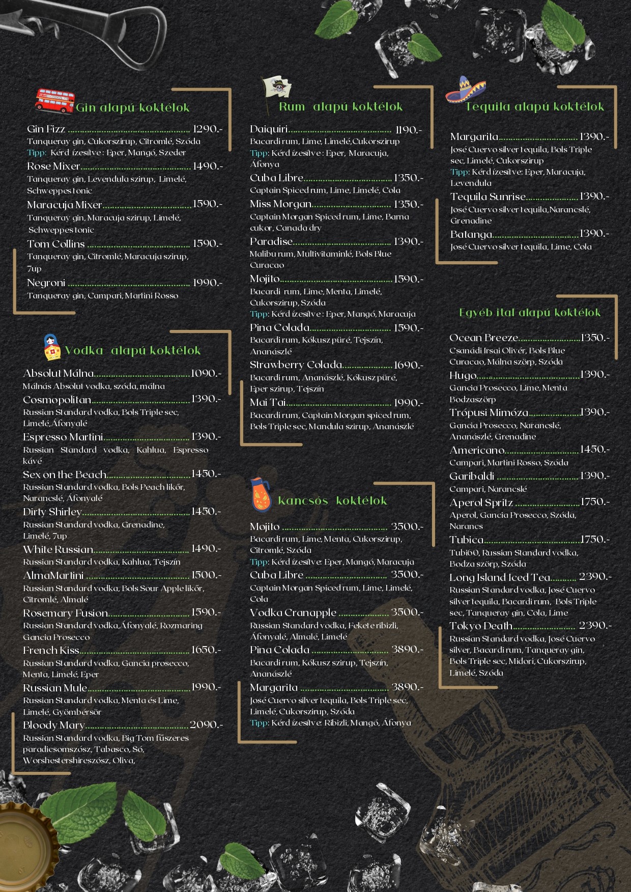 Vitrin Szeged Koktéllap